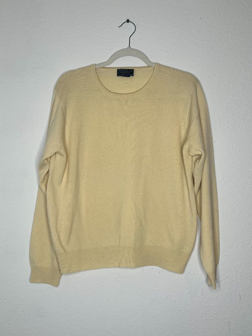 Vintage Women's Charter Club Cashmere Pale Yellow Sweater Size Large